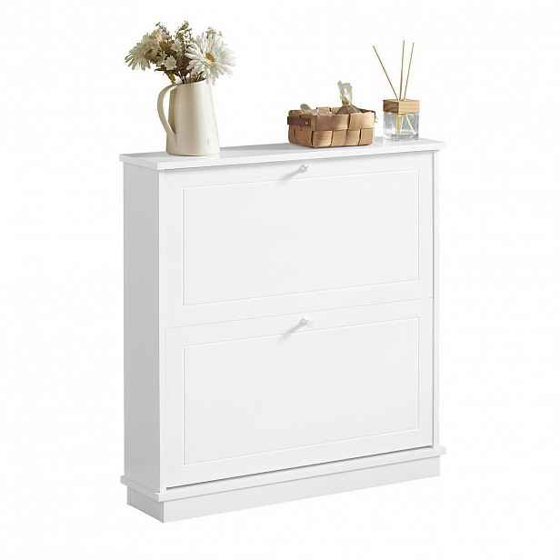 SoBuy BOTNÍK se dvěma dveřmi Bílá 76x18x78cm Minimalistický