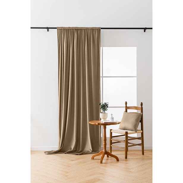 Světle hnědý zatemňovací závěs VELVET 135x250 cm Zavěšení: Kovové kroužky