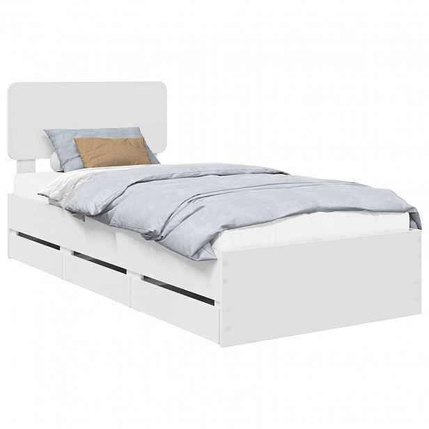 vidaXL Rám postele se zásuvkou Bílá 100 x 200 cm Dřevěný materiál