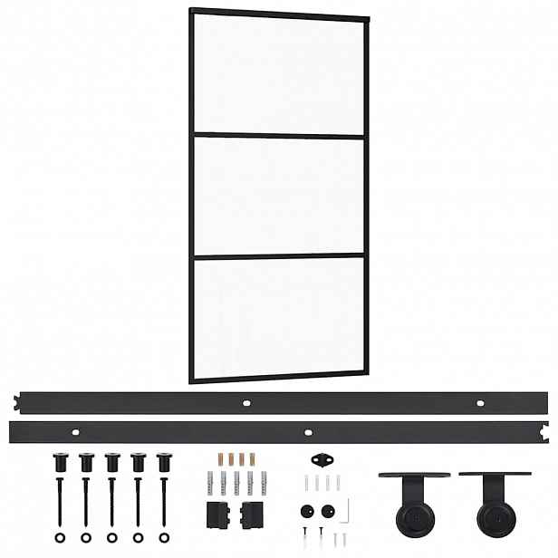 vidaXL Posuvné dveře s kováním ESG sklo a hliník 102 x 205 cm