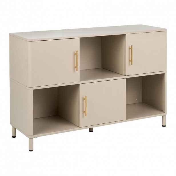 Beliani SIDEBOARD se 3 dveřmi Kov Béžový Ombura