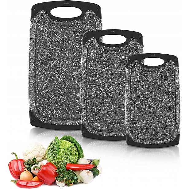 Krájecí Prkénka 3 Ks Plast Bez Bpa, Protiskluzové S Drážkou