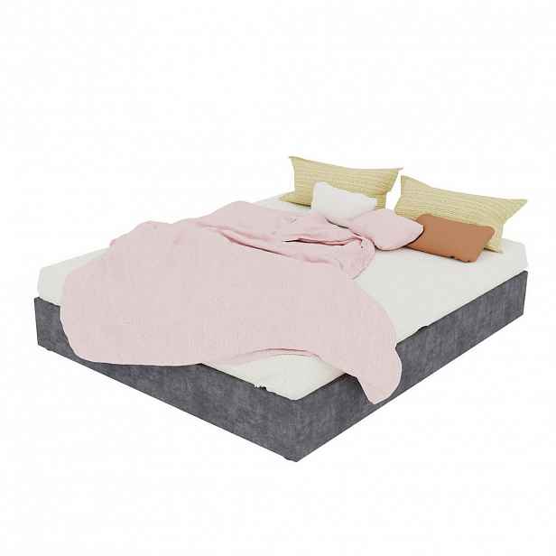 OKWISH POSTEL 160/200 cm šedá z látky a kovu s úložným prostorem