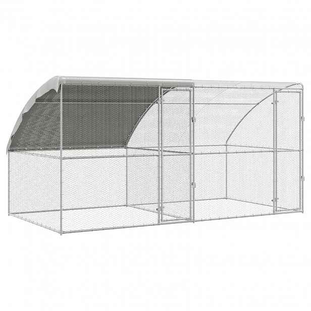 vidaXL Klec pro drůbež se 2 dvířky 2 ks Stříbrná 400x200x200cm