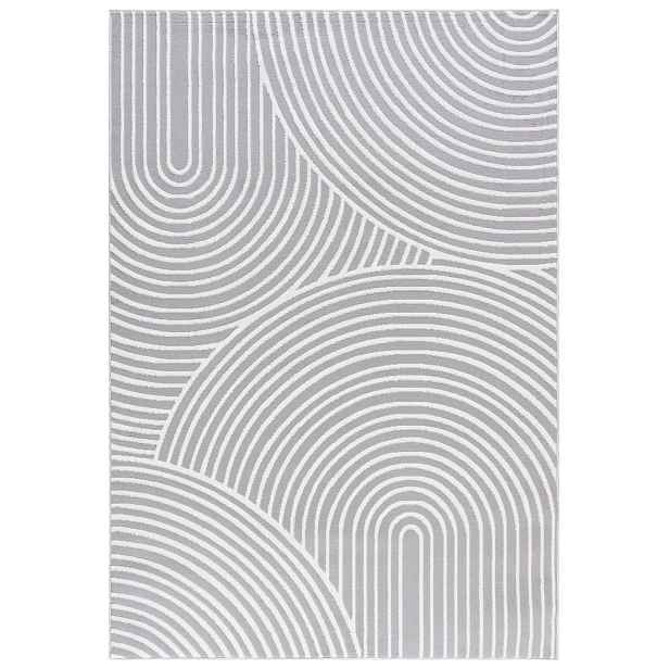 Koberec do obývacího pokoje bílý 80x150 cm geometrické oblouky moderní měkký Oeko-Tex