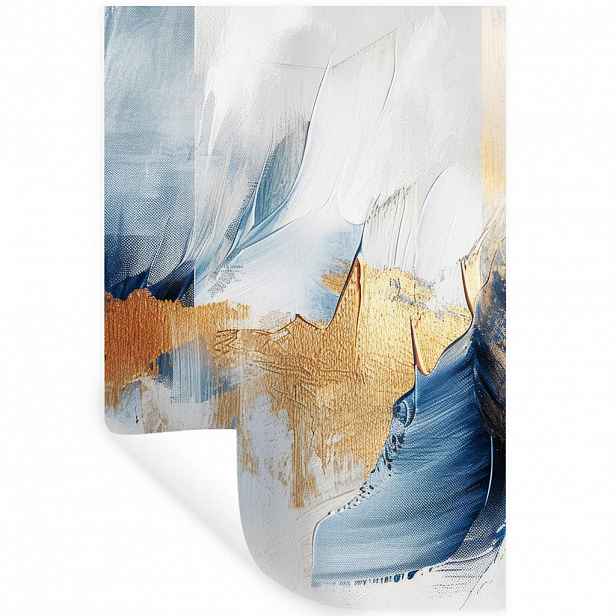 MuchoWow SAMOLEPKA NA ZEĎ Zlatá - modrá - akvarel - umění - moderní 40x60 cm