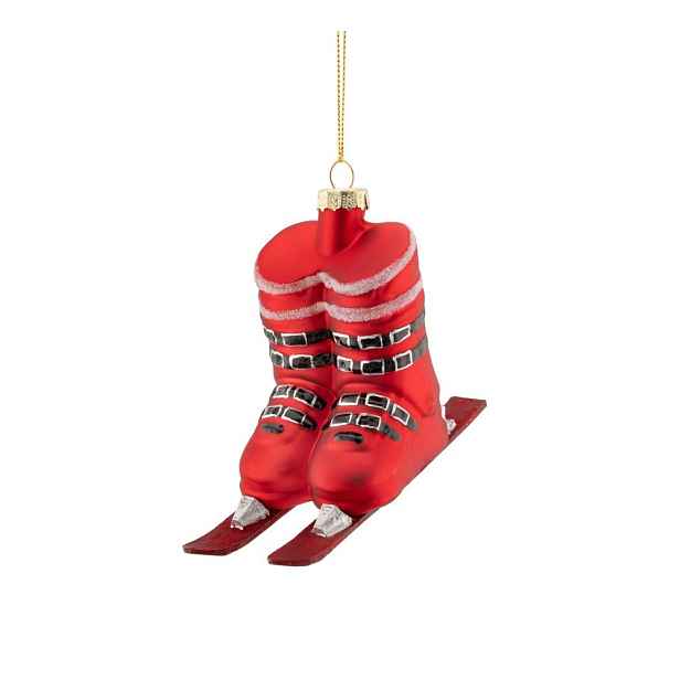 Skleněná vánoční ozdoba 21 cm Ski Boots – Sass & Belle