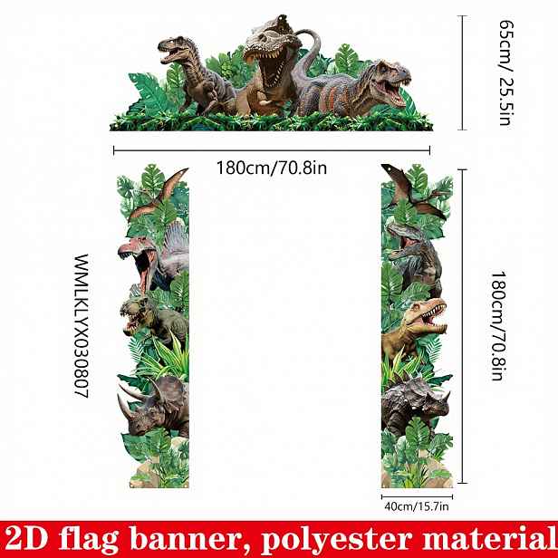 TEMU 2D Plochá, 2D vlajková banner, sada 3 ks dinosauří narozeninový praporek, 180 cm * 65 cm/70,8 palce * 25,5 palce, 180 cm * 40 cm/70,8 palce *