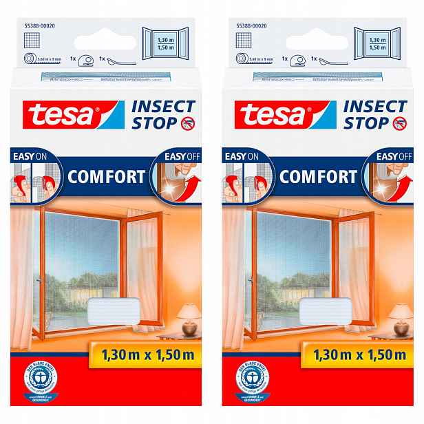 Tesa Moskytiéra okenní síť na suchý zip bílá 1,3 x 1,5 m x2