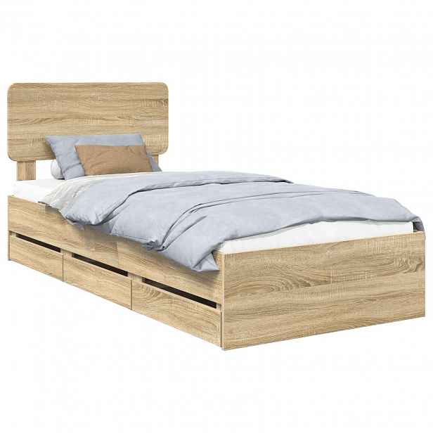 vidaXL Rám postele s čelo Sonoma dub 100 x 200 cm Dřevěný materiál