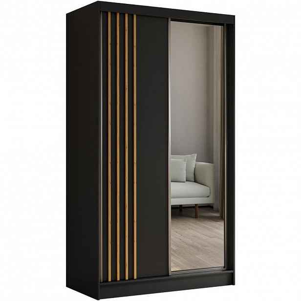 Beautysofa SKŘÍŇ s posuvnými dveřmi Nela 120/216/61 černá se zásuvkami