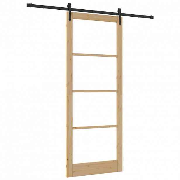 vidaXL Posuvné dveře ORKDAL 93 x 232 cm Masivní borové dřevo a sklo