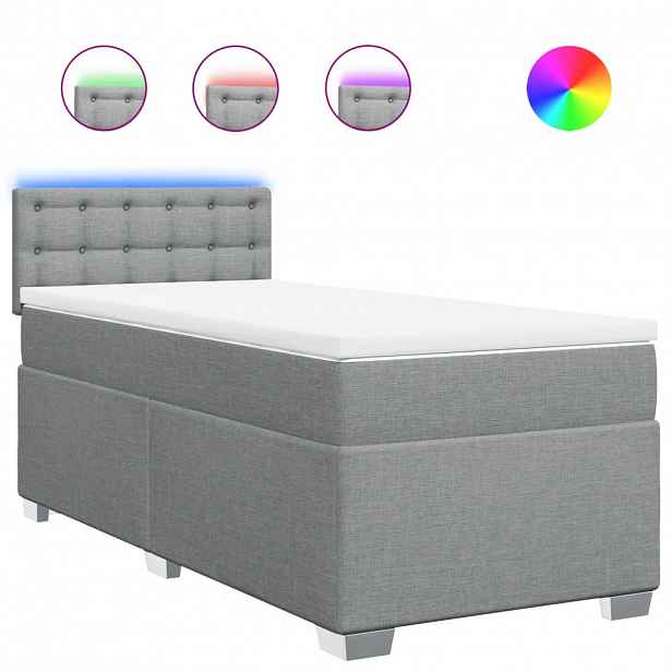 vidaXL Box spring postel s matrací světle šedý 100 x 200 cm textil