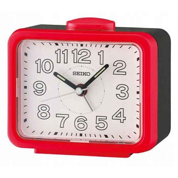 Červený Budík Seiko QHK061R Hlasitý Alarm Tichý Mechanismus 11x8,5 cm