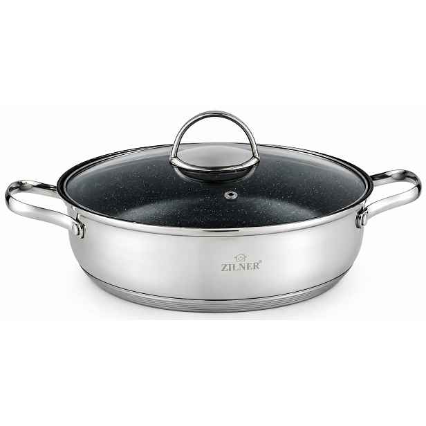 Hrnec Nízký Ocelový Stříbrný 26 CM 4,5 L Zilner