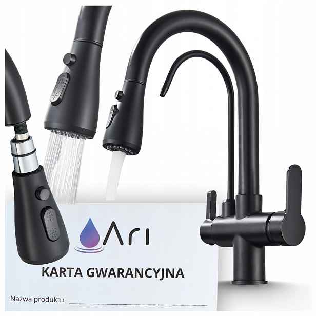 Kuchyňská stojánková baterie Ari Nordic černá, šedá