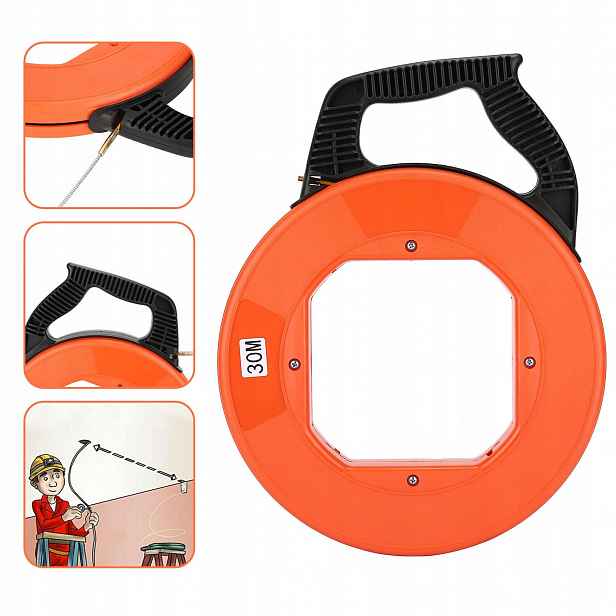 Skleněné Vlákno Kazeta Pilot Pro Protahování Kabelů Stalka Naviják 30 m 4 mm