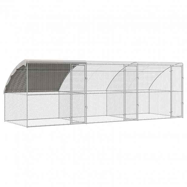 vidaXL Klec pro slepice se 3 dvířky 3 ks Stříbrná 600x200x200cm