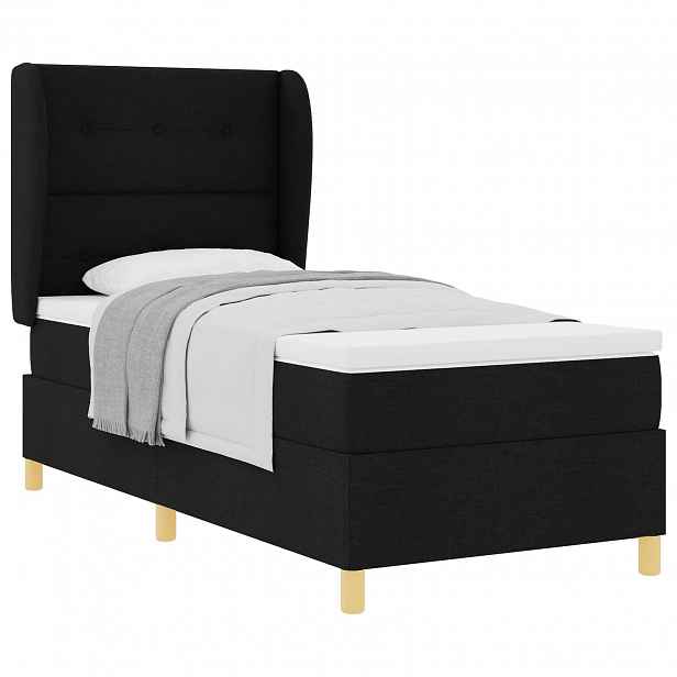 vidaXL Postel s boxspringem s čelo Černý 200 x 80 cm textil