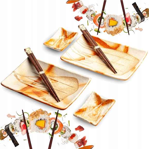 Sada keramiky na sushi Kurage Krémově žlutá pro 2 osoby 6 El Edo Japan