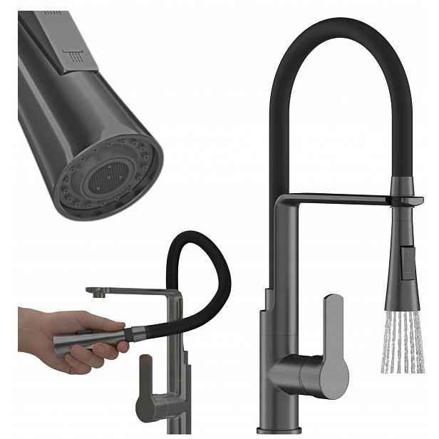 Kuchyňská baterie Kran Komplet 43 cm Vegas Gungrey Výlevka Ohebná Elastická