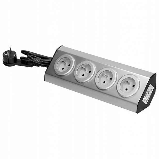 Kuchyňská zásuvka 4x2P+Z Inox kabel
