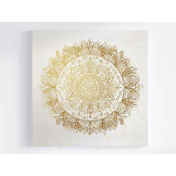 Obraz Na Plátně Canvas Mandala Bílá Zlato Harmonie Wellbeing Zen 50x50