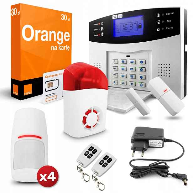 Bezdrátový Gsm alarm 4x Pir Siréna Sim Orange