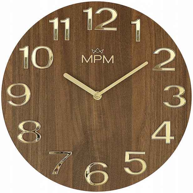 Dřevěné Čitelné Elegantní Nástěnné Hodiny Mpm E07M.4222.5480 30 cm Hnědé