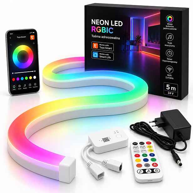 Neon Led pásek Rgbic Smart adresovatelný 5 m WiFi Tuya 24V IP65 Dreamcolor