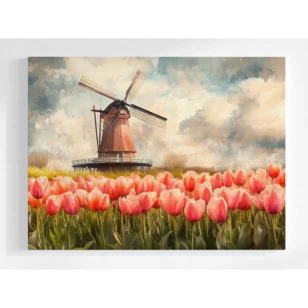 Plakát Krajina Nizozemsko Tulipány Ventilátor 100x75