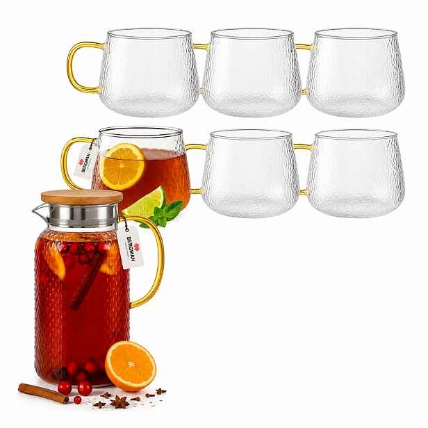 Sada Bergman džbán 1,3 l 6 tepaných sklenic 420 ml