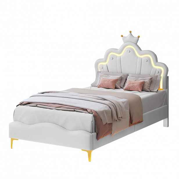 SHOPENTRA DĚTSKÁ postel 90/200 cm bílá s LED
