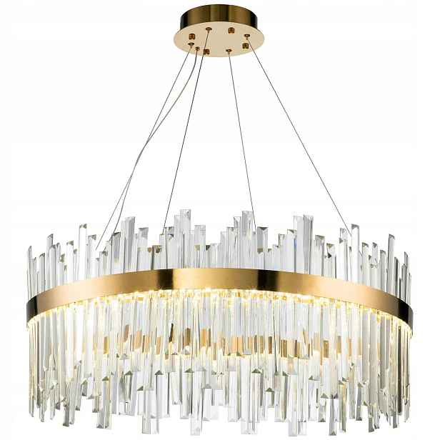 Stropní Křišťálová Závěsná Lampa Led Glamour Ring Zlatý Lustr Zlatá