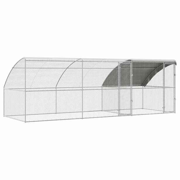vidaXL Klec pro drůbež se 2 dvířky 3 ks Stříbrná 600x200x200cm