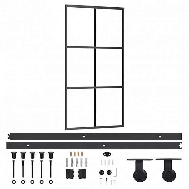 vidaXL Posuvné dveře s kováním ESG sklo a hliník 102 x 205 cm