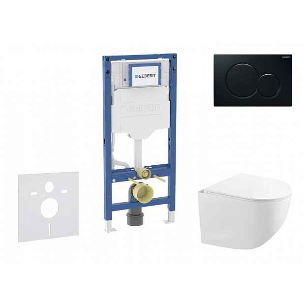 Geberit Duofix - Set předstěnové instalace, kompaktního klozetu Gaia sedátka softclose, tlačítko Sigma01, černá SANI11CA5117B