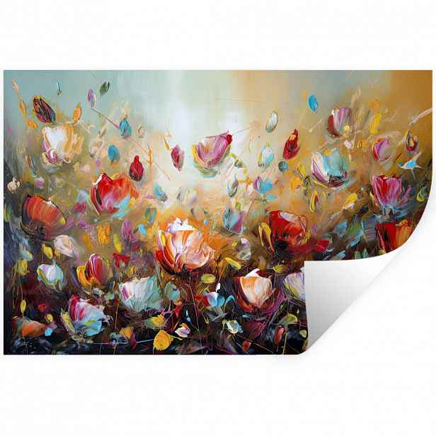 MuchoWow SAMOLEPKA NA ZEĎ Květiny - Umění - Příroda - Olejomalba 120x80 cm