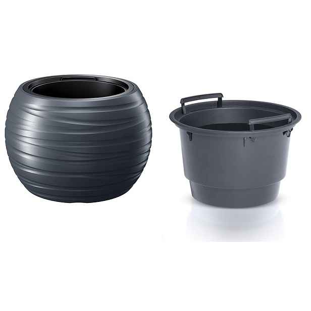 Prosperplast Květináč kulatý s vkladem MAXE antracit, varianta 43,6 cm