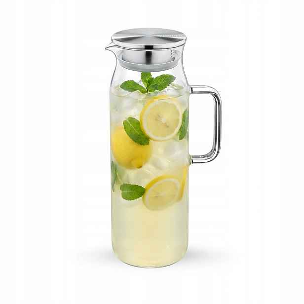 Skleněná konvice na vodu, čaj a nápoje s kovovým víkem 1,5 l Wilmax