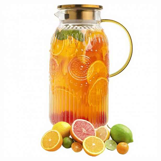 TEMU Bandesun 1/2 ks Skleněná kanvica s víkem, 68Oz/2 litrové vintage kanvice na vodu, Skleněná na vodu Brew, kávu, limonádu, ledový čaj, nápoje,