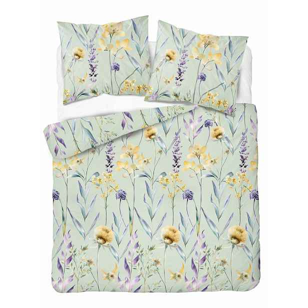 Povlečení 220x200, mátová s pastelovými květy Botanica Satin