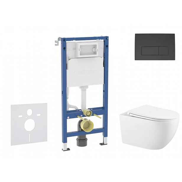 Geberit Duofix - Set předstěnové instalace, klozetu Gaia a sedátka softclose, tlačítko Delta50, matná černá SANI11CA5118B