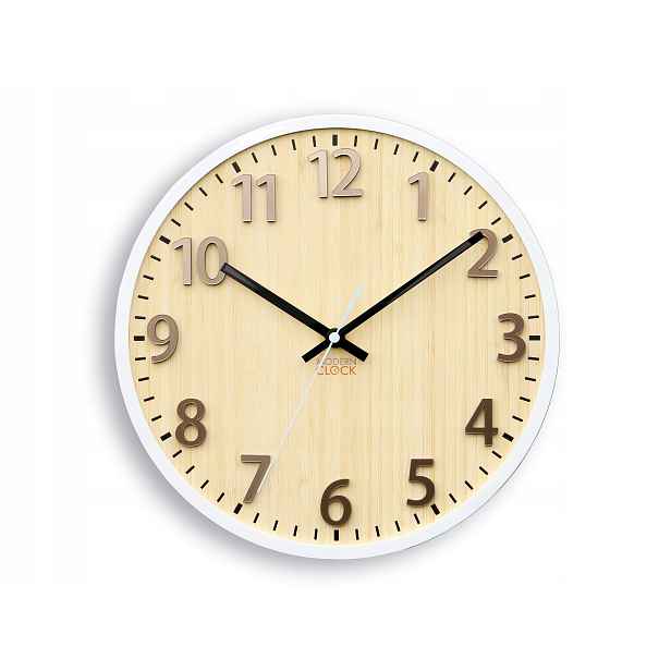 ModernClock Bambusové nástěnné hodiny Karina 30 cm hnědé/bílé