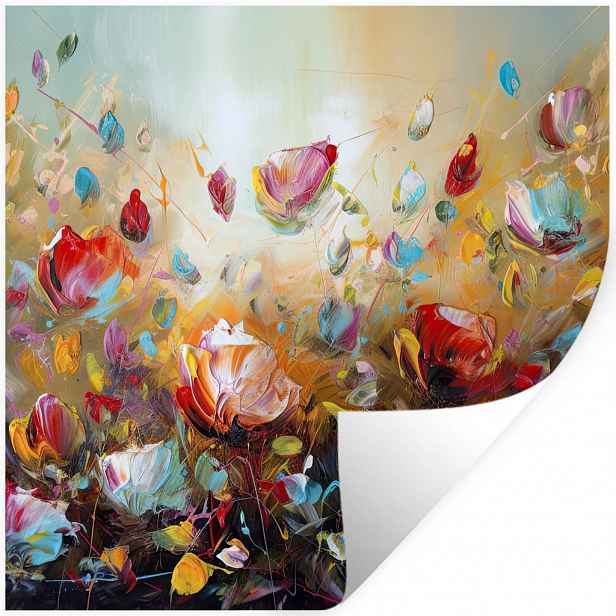 MuchoWow SAMOLEPKA NA ZEĎ Květiny - Umění - Příroda - Olejomalba 50x50 cm