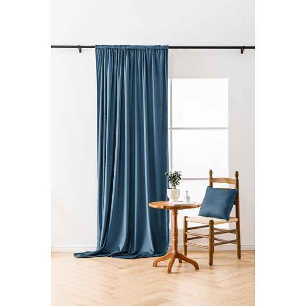 Petrolejový zatemňovací závěs VELVET 135x250 cm Zavěšení: Řasící páska
