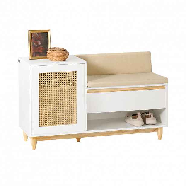 SoBuy BOTNÍK s jednokřídlými dveřmi Bílá 100x35x60cm Nordický