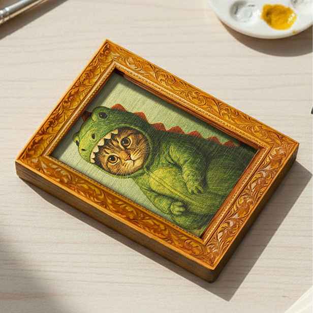 TEMU 1 ks Magnet na lednici s dinosaurem a kočkou, Hakimi dřevěná mini dekorativní , Dřevěný magnet na lednici, Domácí dekorace, Kuchyňské doplňky,