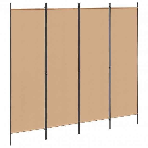 vidaXL 4-panelový pokojový paravan Béžová 200 x 180 cm Textil