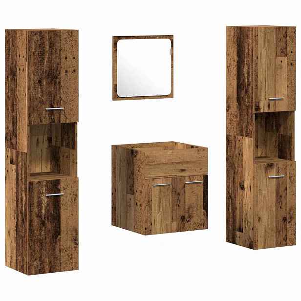 vidaXL Sada koupelnového nábytku 4 ks Staré dřevo 41 x 38,5 x 46 cm
